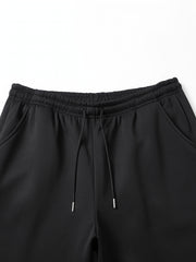 Leaf Print Men's Drawstring Fleece Sweatpants for Autumn Winter