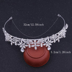 Vintage Silvery Crown Golden Wedding Tiara Rhinestone Crystal