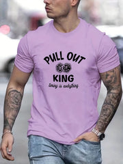 Men's Pull Out King Print T-shirt for Summer Outdoor