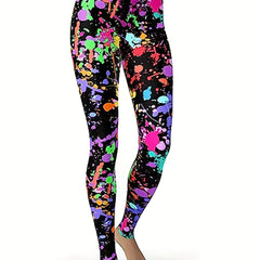 Splash Ink Print Leggings Casual Skinny Workout Leggings Women's Clothing