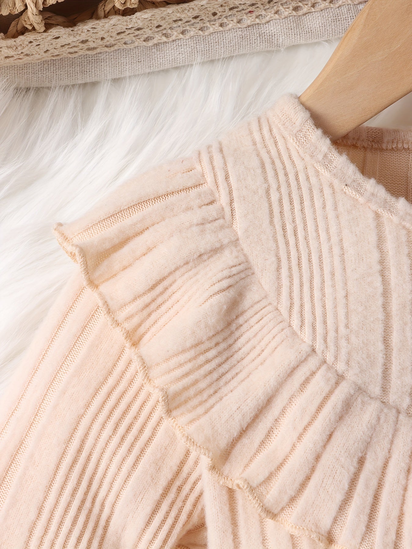 Girl's Ruffled Long Sleeve Top & Corduroy Skirt Set Casual Outfits Kids Clothes