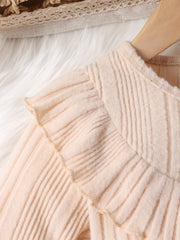 Girl's Ruffled Long Sleeve Top & Corduroy Skirt Set Casual Outfits Kids Clothes