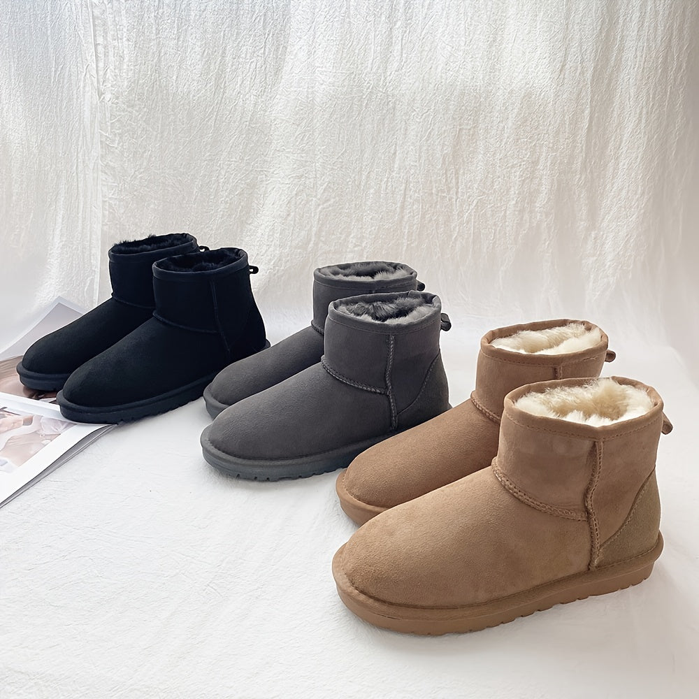 Unisex Snow Boots Warm Fleece Cozy Non slip Ankle Boots Plush Comfy