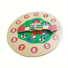 Wooden Clock Educational Toy for Kids Football