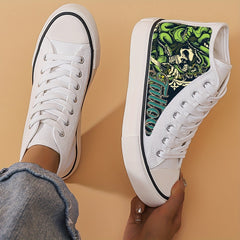 Horror Skull Pattern High Top Canvas Sneakers