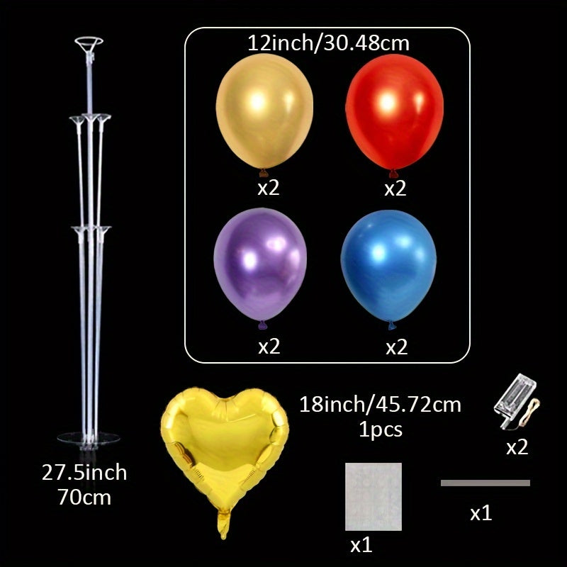 Table Flutter Balloon Holder Set with LED String Lights - Holds 7 Balloons