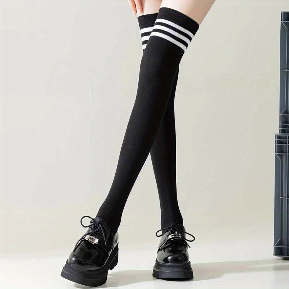 Striped Thigh High Socks Over The Knee All-match Stockings