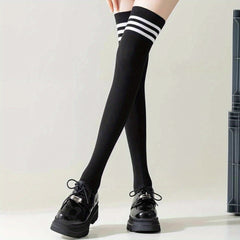 Striped Thigh High Socks Over The Knee All-match Stockings