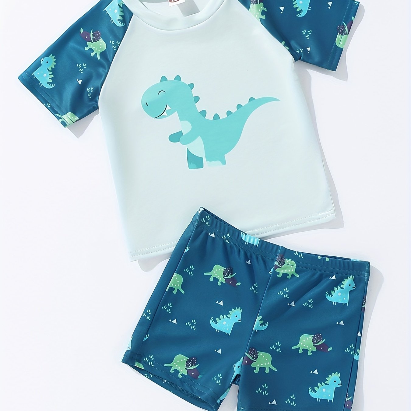 Boys Dinosaur Print Swimming Suit Set for Beach Vacation