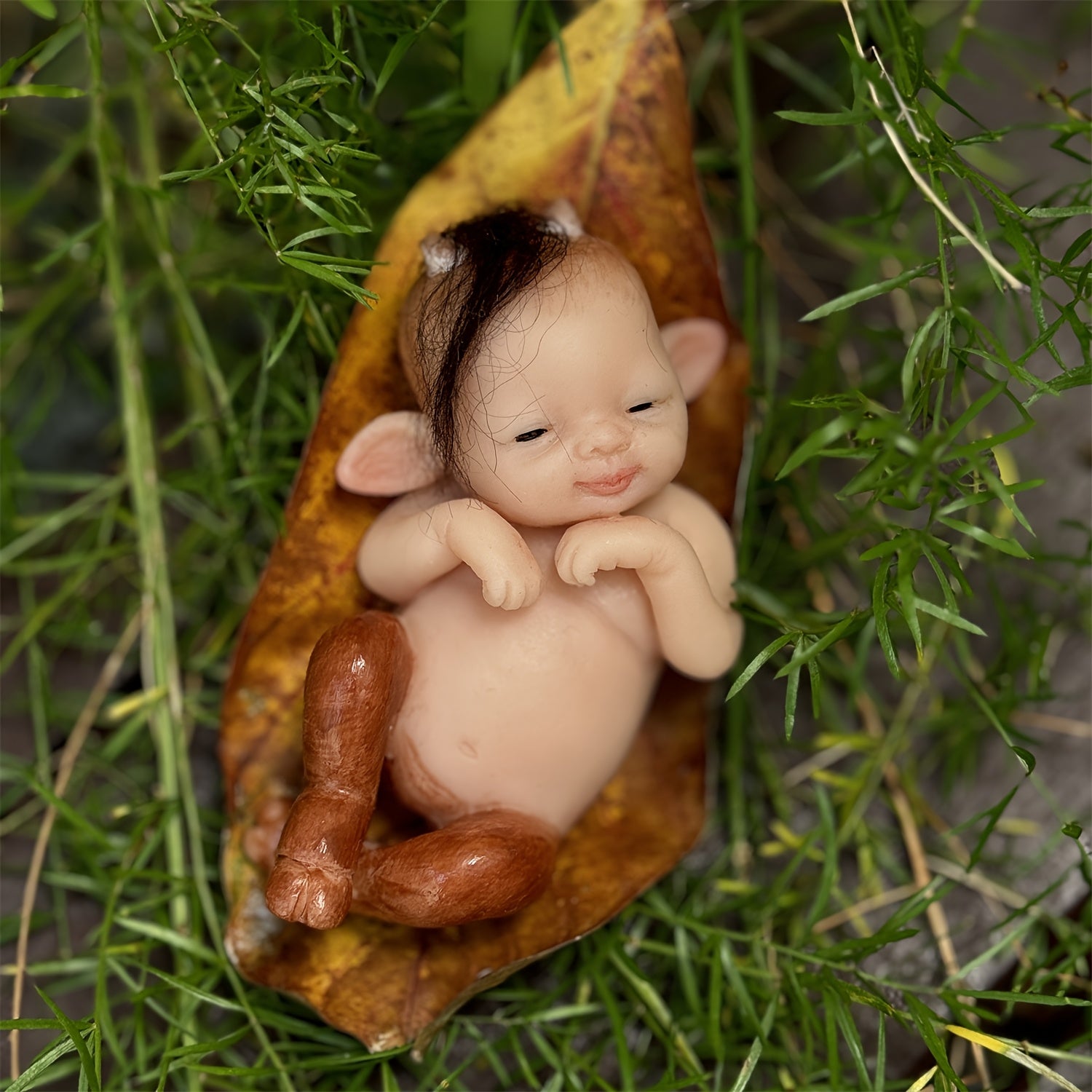 6 Inch Realistic Reborn Youngsters Doll with Brown Horns & Wrinkled Skin