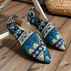 Women's Geometric Pattern Flat Shoes Point Toe Slip On Lightweight Shoes