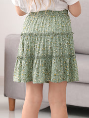 Girls Bohemian Layered Skirt Floral Print Summer Holiday