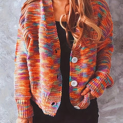 Rainbow Button Cardigan Long Sleeve