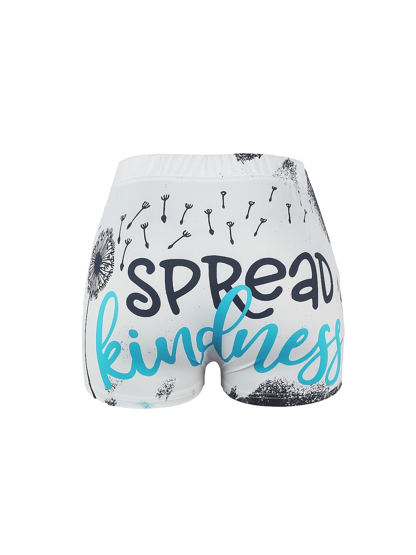 Letter & Dandelion Print Skinny Shorts Casual Shorts
