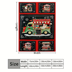 Christmas Car Pattern Soft Flannel Warm Blanket for Sofa & Bed