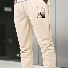 Rifles Print Men's Drawstring Sweatpants Pocket Casual Comfy Jogger Pants