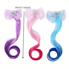 Snowflake Mesh Bow Curly Wig Hair Clips for Girls