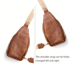 Stylish Small Shoulder Bag with Woven Strap for Women