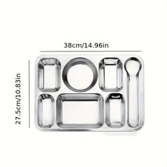 1pc Stainless Steel Dinner Plate for Easy Portion Control