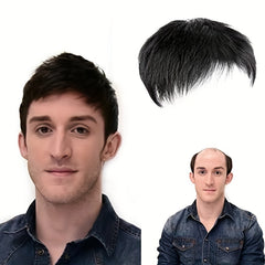 Men's High Top Fade Wig Natural Short Human Hair Toupee Clip