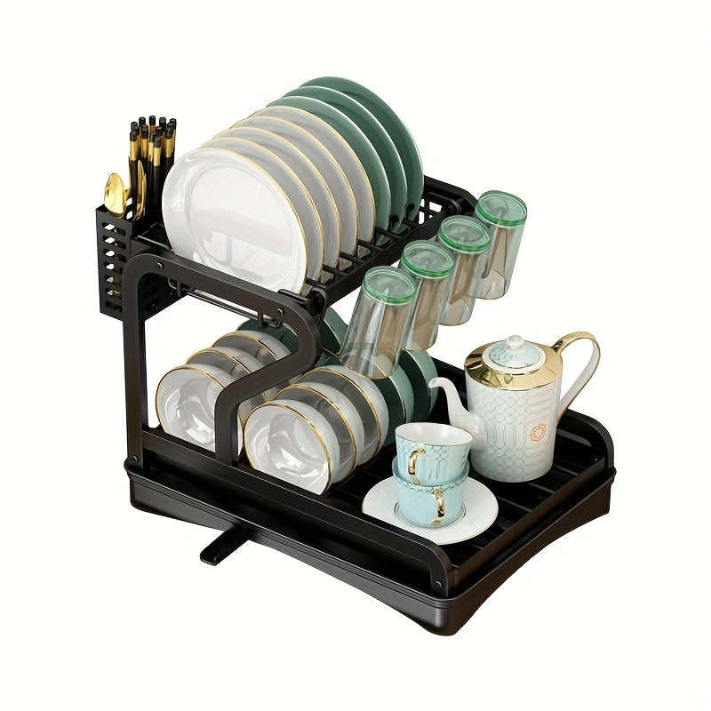 2-Tier Dish Drying Rack Large Capacity Kitchen Countertop Dish Rack