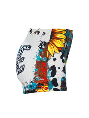 LOVE & Sunflower Print Skinny Shorts for Women