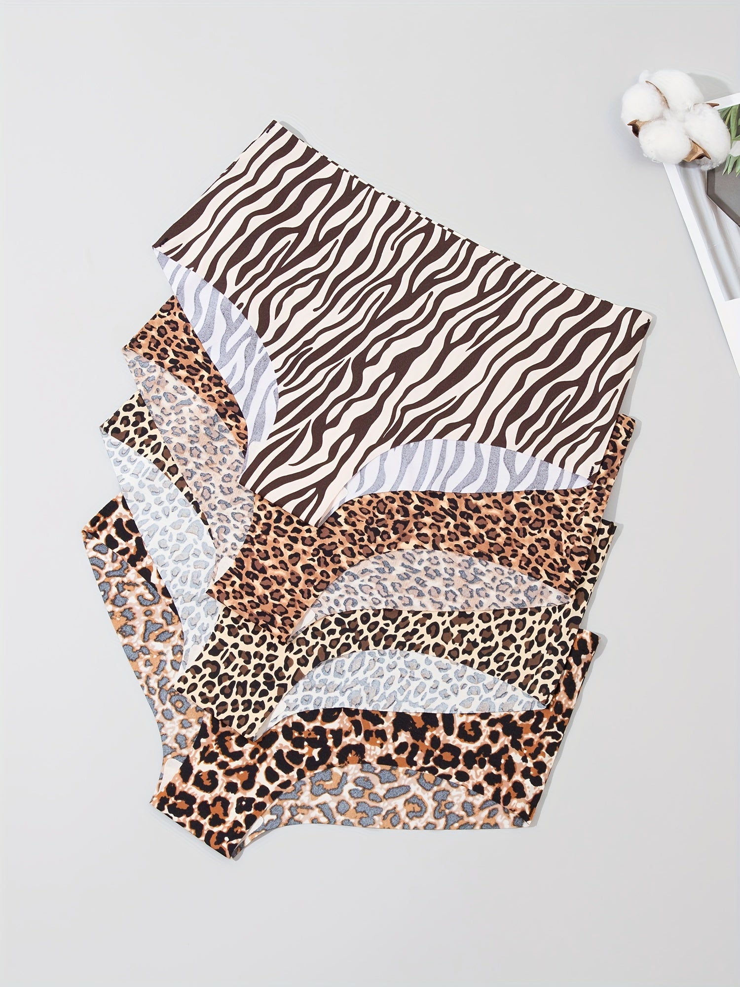 4pcs Leopard Print Panties Seamless Stretchy Women's Lingerie