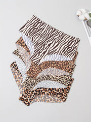4pcs Leopard Print Panties Seamless Stretchy Women's Lingerie