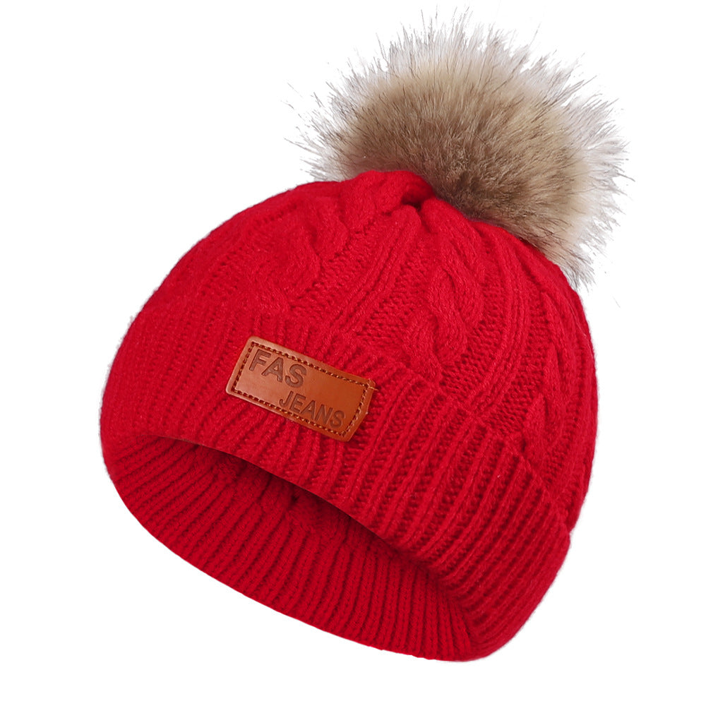 Kids Solid Winter Warm Knitted Hat For Girls