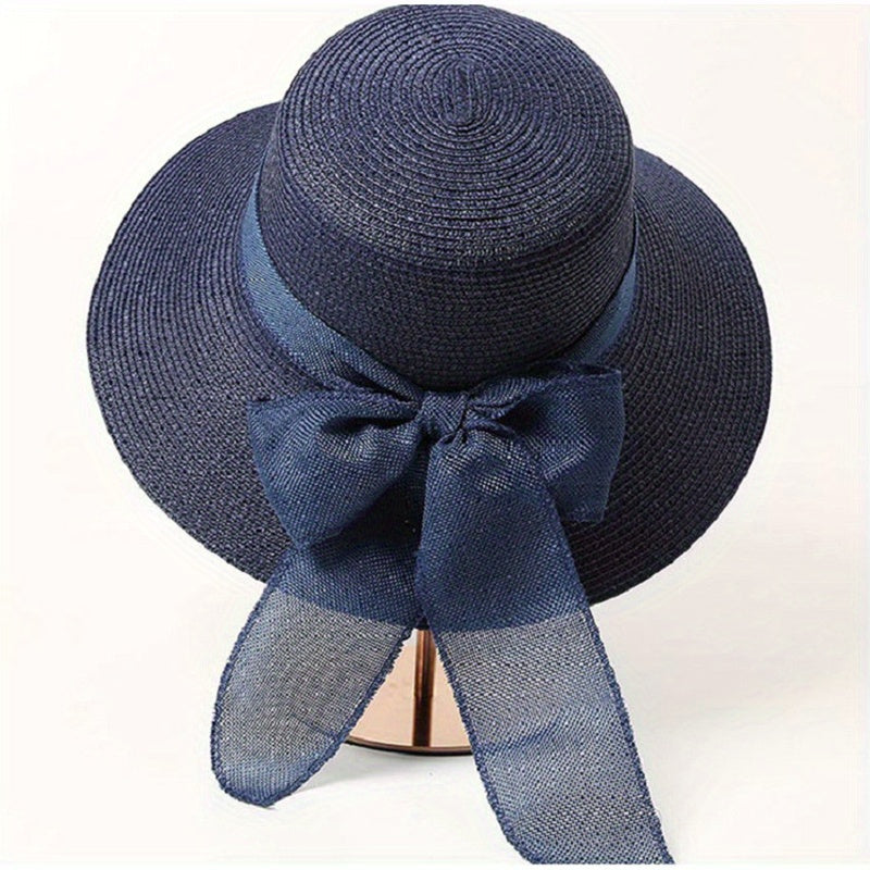 Wide Brim Bowknot Sun Hat Straw Bucket Hats for Women Summer Outdoor