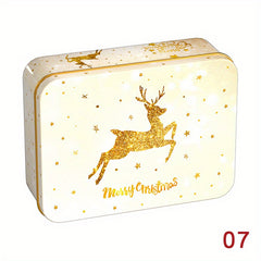Christmas Square Metal Tinning Can Set Candy Box Gift Storage Box Biscuit Can