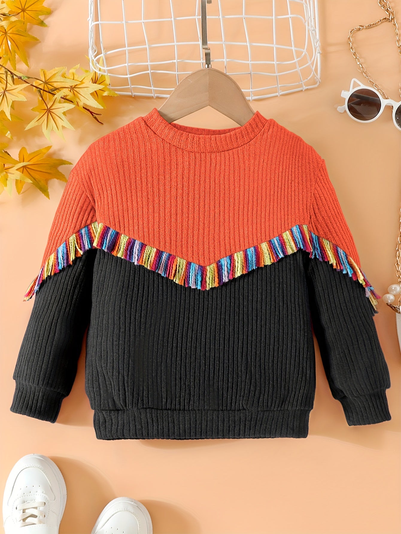 Girls' Boho Chevron Patchwork Sweater Top