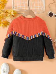 Girls' Boho Chevron Patchwork Sweater Top