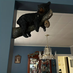 Bear Cub Napping Hanging Out In Tree Figurine Realistic Animal Wall Art