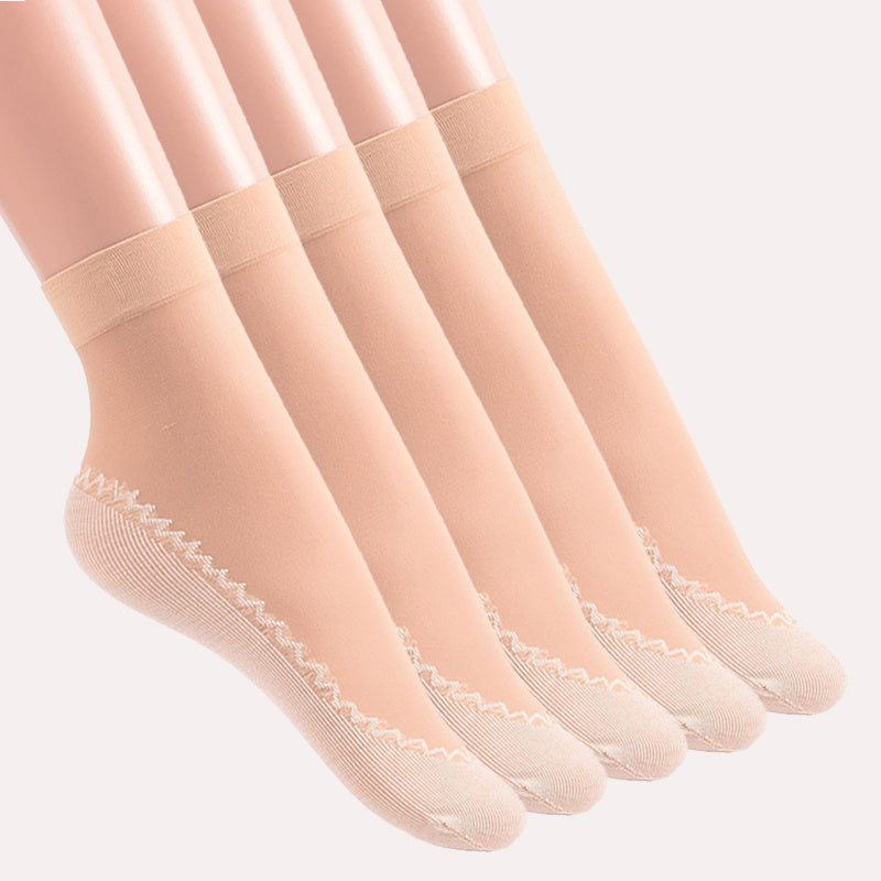 5 Pairs Lace Mesh Socks Thin Breathable Non slip Stockings
