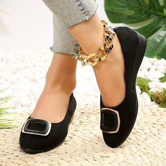 Women's Slip On Wedge Shoes with Buckle Decor
