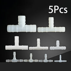 5pcs T Style Tee Connectors Hose Barb Fitting 3 Way Plastic Tubing Joint