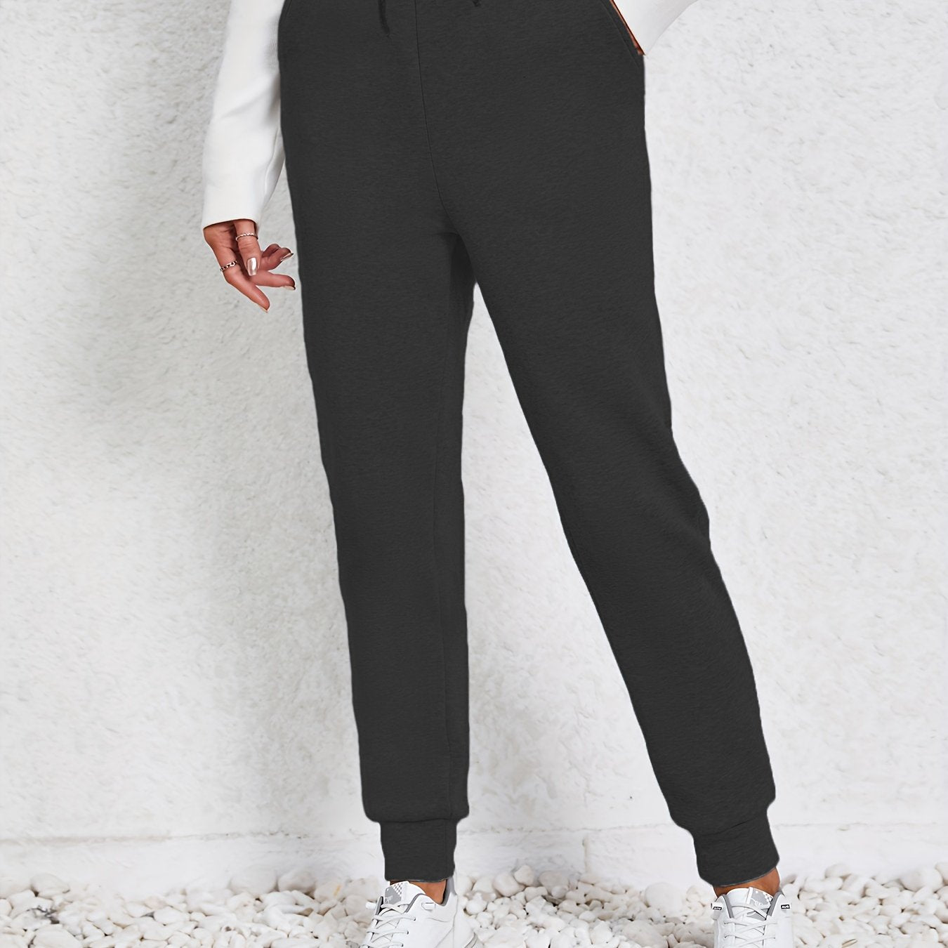 Sports Pants Women's Plus Solid High Stretch Jogger