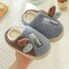 Girls Cartoon Plush House Slippers Anti-Skid Slip-On Shoes