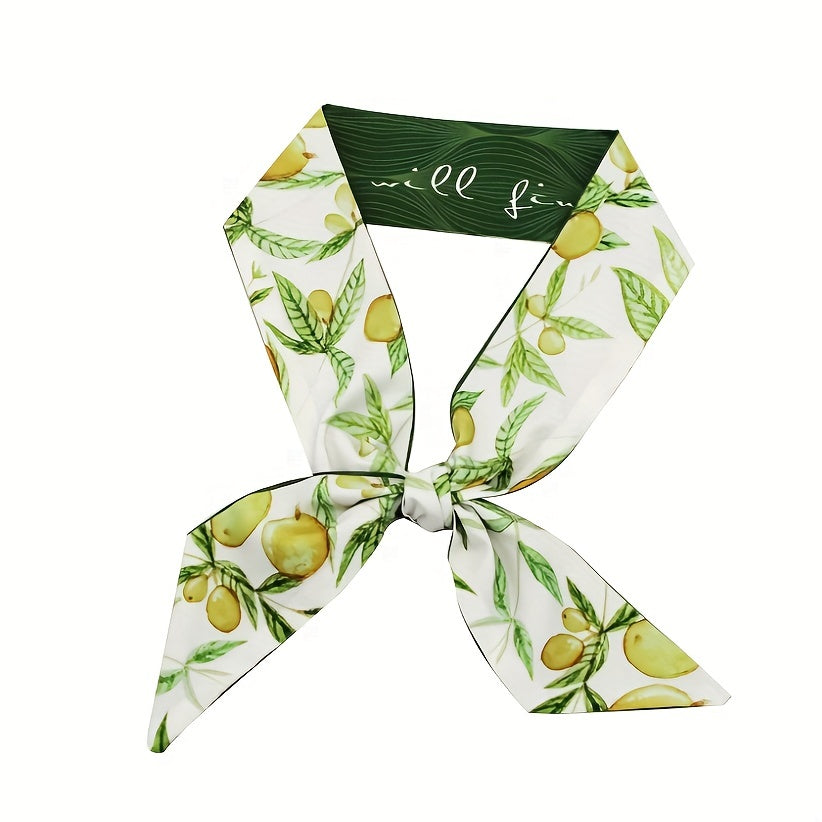 2pcs Pink & Green Skinny Scarf Long Ribbon Neckerchief Twilly Scarf