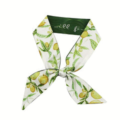 2pcs Pink & Green Skinny Scarf Long Ribbon Neckerchief Twilly Scarf