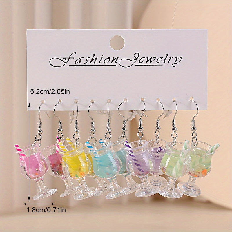 5 Pairs Funny Bubble Tea Bottle Earrings Set for Girls