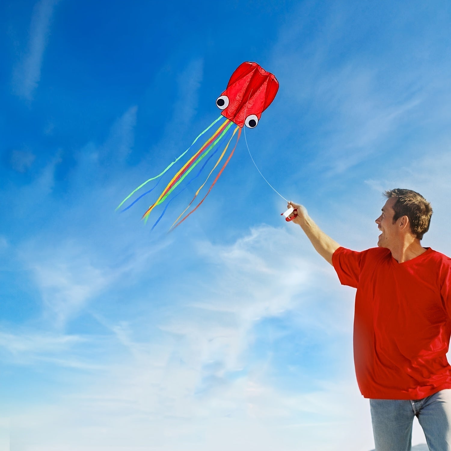 Large Octopus Kite with Colorful Tail for Adults - Beginner Outdoor Kite