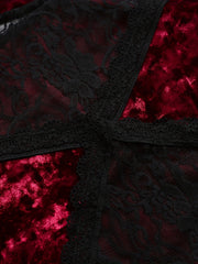 Colorblock Floral Mesh Lace Halter Neck Bodysuit