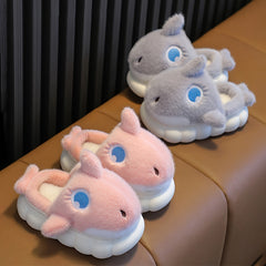 Shark Furry House Shoes For Boys Non Slip Soft Bottom Walking Shoes