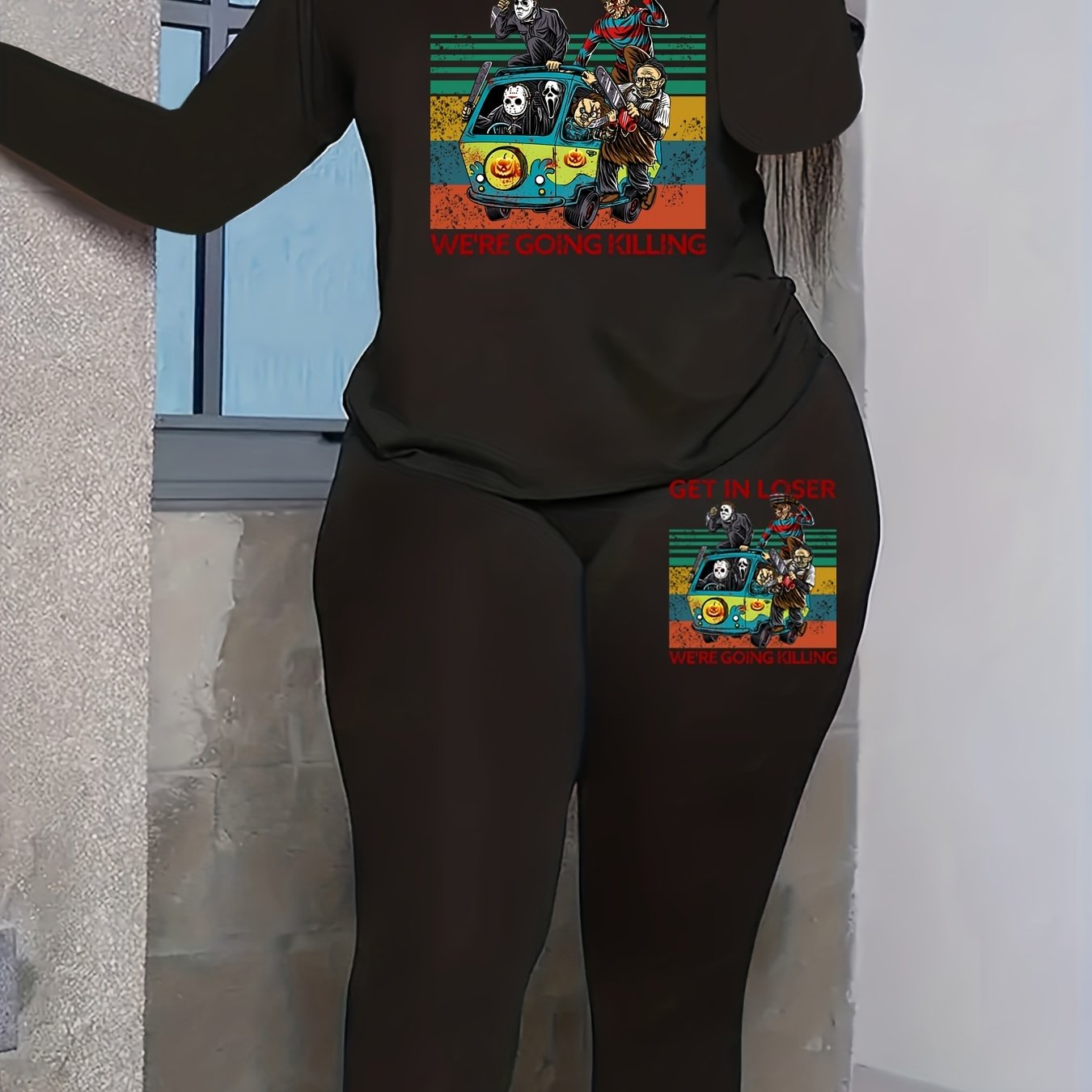 Women's Plus Grim Reaper Tee & Legging Outfit Set