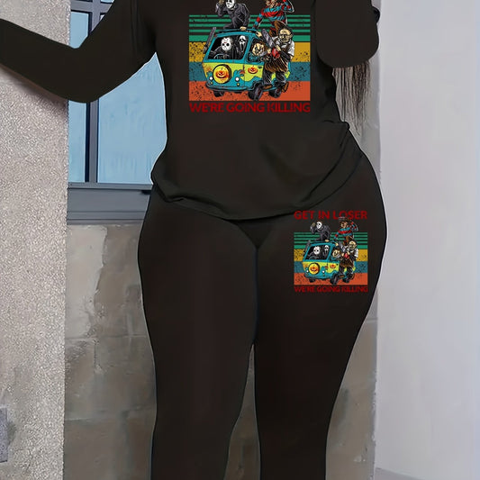 Women's Plus Grim Reaper Tee & Legging Outfit Set