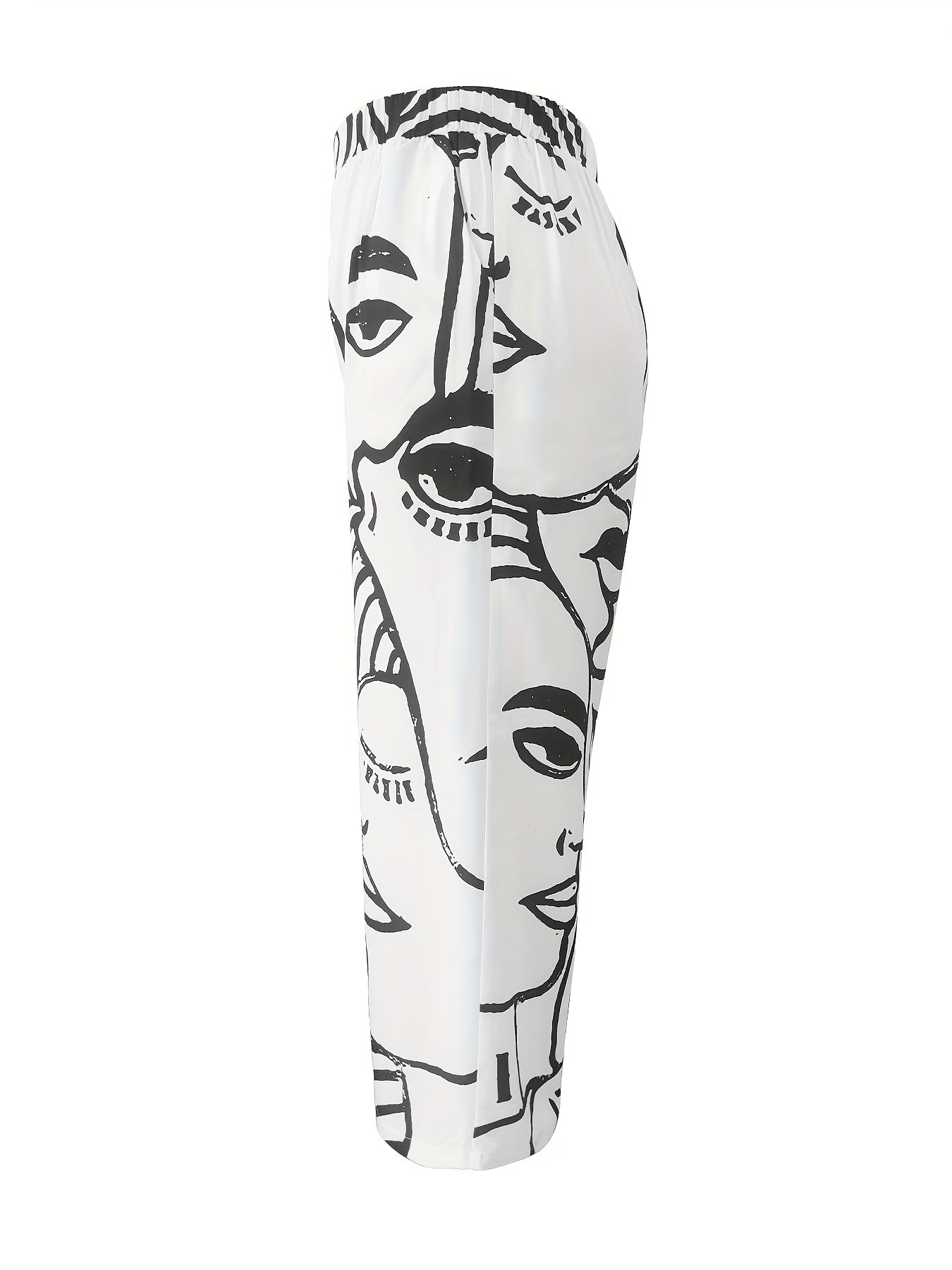 Women's Plus Abstract Figure Print Wide Leg Trousers