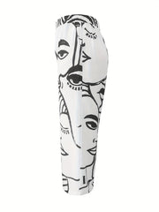 Women's Plus Abstract Figure Print Wide Leg Trousers