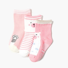 12 Pairs Baby Animal Print Crew Socks Non-Slip Cotton Toddler Socks